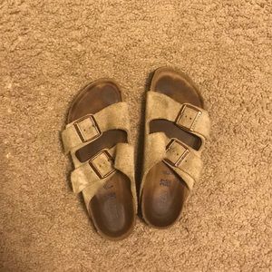 Taupe suede Birkenstocks size 37 Narrow
